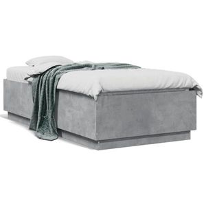 vidaXL Cadru de pat cu LED, gri beton, 75x190 cm, lemn prelucrat imagine