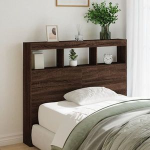 vidaXL Tăblie de pat cu dulap și LED, stejar maro, 120x17x102 cm imagine