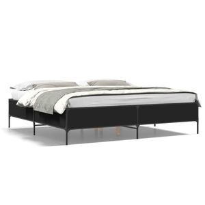 vidaXL Cadru de pat negru 180x200 cm din lemn prelucrat și metal imagine