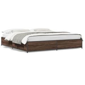 vidaXL Cadru de pat, stejar maro, 180x200 cm, lemn prelucrat și metal imagine
