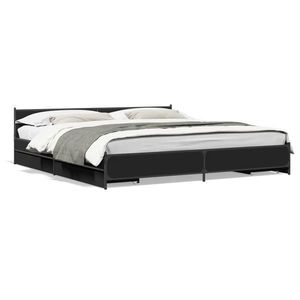vidaXL Cadru de pat cu sertare, negru, 180x200 cm, lemn prelucrat imagine