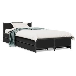 vidaXL Cadru de pat cu sertare, negru, 90x190 cm, lemn prelucrat imagine