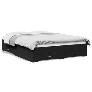 vidaXL Cadru de pat cu sertare, negru, 140x200 cm, lemn prelucrat imagine