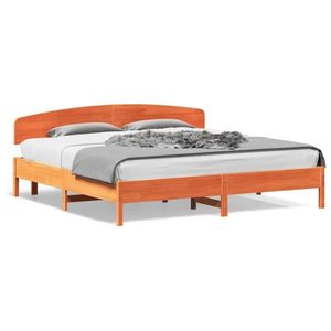 vidaXL Cadru de pat cu tăblie, maro ceruit, 180x200 cm, lemn masiv pin imagine