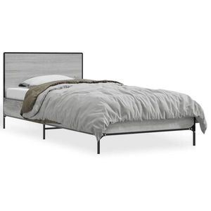 vidaXL Cadru de pat, gri sonoma, 75x190 cm, lemn prelucrat și metal imagine