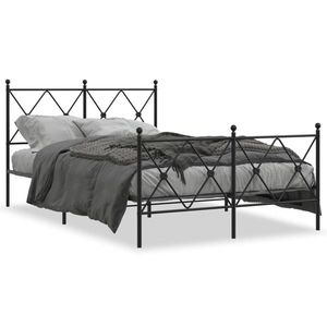 vidaXL Cadru pat cu tăblie de cap/picioare, negru, 120x200 cm imagine