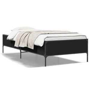 vidaXL Cadru de pat, negru, 75x190 cm, lemn prelucrat și metal imagine