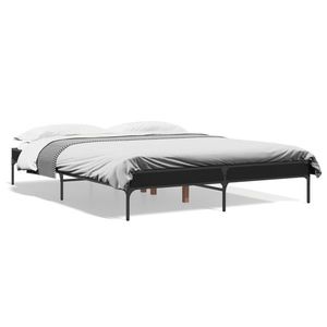 vidaXL Cadru de pat, negru, 160x200 cm, lemn prelucrat și metal imagine