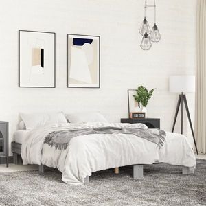vidaXL Cadru de pat, gri sonoma, 150x200 cm, lemn prelucrat și metal imagine