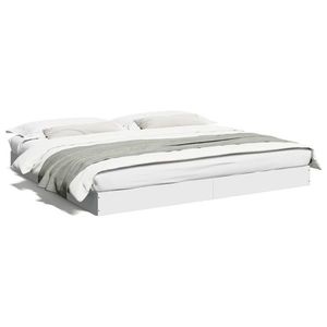 vidaXL Cadru de pat alb 180x200 cm din lemn prelucrat imagine