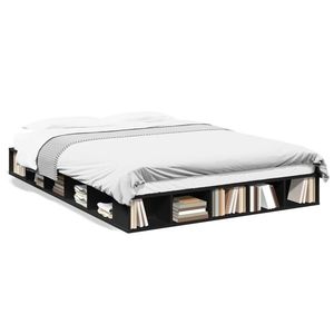 vidaXL Cadru de pat, negru, 150x200 cm, lemn prelucrat imagine