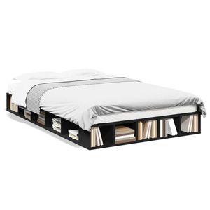 vidaXL Cadru de pat, negru , 135x190 cm, lemn prelucrat imagine