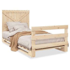 vidaXL Cadru de pat cu tăblie, 100x200 cm, lemn masiv de pin imagine