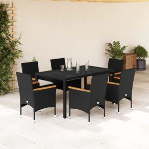vidaXL Set mobilier de grădină cu perne 7 piese negru poliratan&sticlă imagine