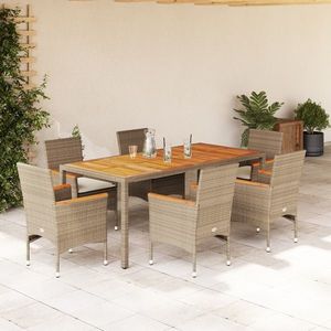 vidaXL Set mobilier grădină cu perne 7 piese bej poliratan/lemn acacia imagine