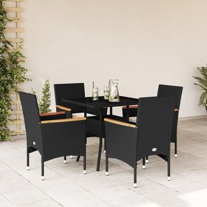 vidaXL Set mobilier de grădină cu perne 5 piese negru poliratan&sticlă imagine