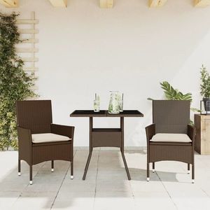 vidaXL Set mobilier de grădină, cu perne, 3 piese, maro imagine