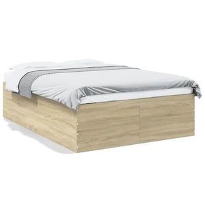 vidaXL Cadru de pat, stejar sonoma, 135x190 cm, lemn prelucrat imagine