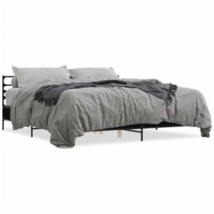 vidaXL Cadru de pat, negru, 200x200 cm, lemn prelucrat și metal imagine