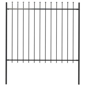 vidaXL Gard de grădină cu vârf ascuțit, negru, 1, 7 m, oțel imagine