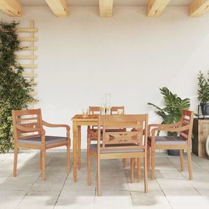 vidaXL Set mobilier grădină cu perne gri închis 5 piese lemn masiv tec imagine