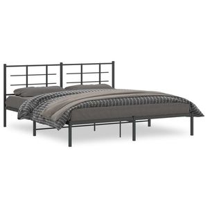 vidaXL Cadru de pat metalic cu tăblie, negru, 183x213 cm imagine