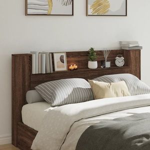 vidaXL Tăblie de pat cu dulap și LED, stejar maro, 180x16, 5x103, 5 cm imagine