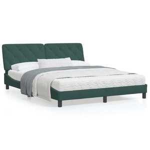 vidaXL Cadru de pat cu tăblie, verde închis, 160x200 cm, catifea imagine