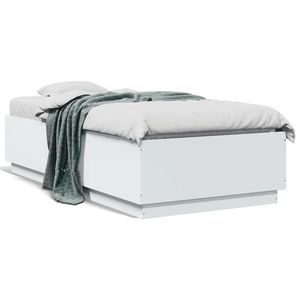 vidaXL Cadru de pat cu lumini LED, alb, 75x190 cm imagine