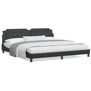 vidaXL Cadru de pat cu lumini LED, negru, 200x200 cm, piele ecologică imagine