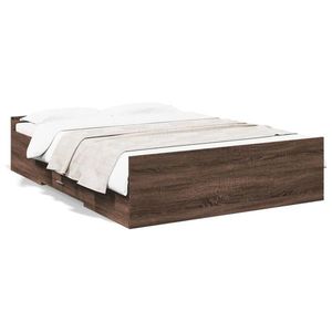 vidaXL Cadru de pat cu sertare, stejar maro, 120x200 cm lemn prelucrat imagine