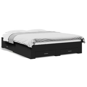 vidaXL Cadru de pat cu sertare, negru, 160x200 cm, lemn prelucrat imagine