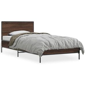 vidaXL Cadru de pat, stejar maro, 90x200 cm, lemn prelucrat și metal imagine