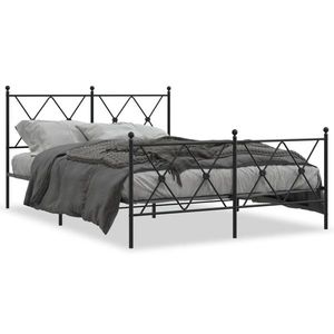 vidaXL Cadru pat metalic cu tăblie de cap/picioare, negru, 137x190 cm imagine