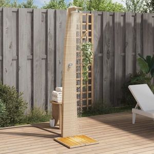 vidaXL Duș de exterior, bej, 55x60x224 cm, poliratan și lemn acacia imagine