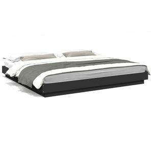 vidaXL Cadru de pat cu lumini LED, negru, 200x200 cm, lemn prelucrat imagine