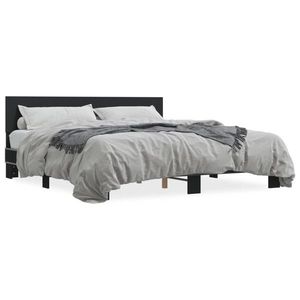 vidaXL Cadru de pat, negru, 200x200 cm, lemn prelucrat și metal imagine