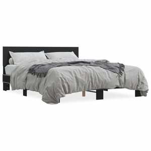 vidaXL Cadru de pat, negru, 150x200 cm, lemn prelucrat și metal imagine