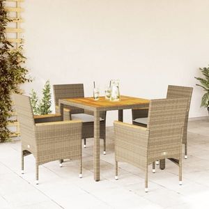 vidaXL Set mobilier grădină cu perne 5 piese bej poliratan/lemn acacia imagine