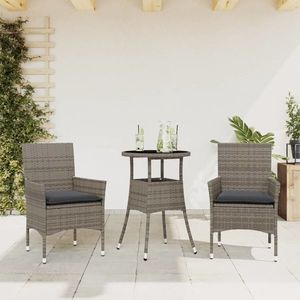 vidaXL Set mobilier de grădină cu perne 3 piese gri poliratan & sticlă imagine