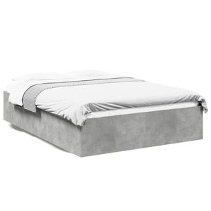vidaXL Cadru de pat, gri beton, 135x190 cm, lemn prelucrat imagine
