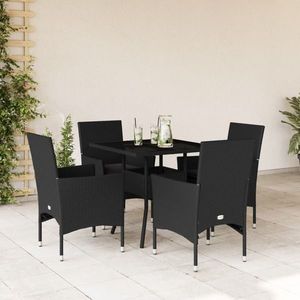 vidaXL Set mobilier de grădină cu perne 5 piese negru poliratan&sticlă imagine