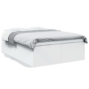 vidaXL Cadru de pat, alb, 120x190 cm, lemn prelucrat imagine