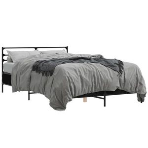 vidaXL Cadru de pat, negru, 140x200 cm, lemn prelucrat și metal imagine
