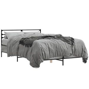 vidaXL Cadru de pat, gri sonoma, 120x200 cm, lemn prelucrat și metal imagine