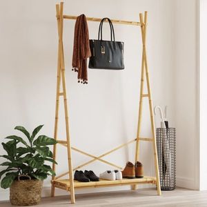 vidaXL Cuier pentru haine cu raft, 102x50x190 cm, bambus imagine