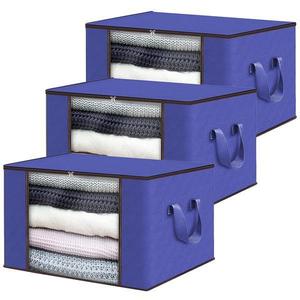 Set 3 Cutii pentru Depozitare si Organizare Mari Teno®, 105 L, 70x50x30 cm, albastru imagine