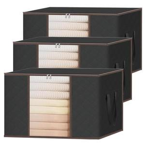 Set 3 Cutii pentru Depozitare si Organizare Mari Teno®, 105 L, 70x50x30 cm, negru imagine