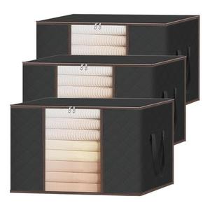 Set 3 Cutii pentru Depozitare si Organizare Medii Teno®, 84 L, 60x40x35 cm, negru imagine