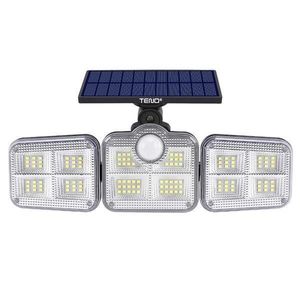 Lampa Solara Tripla 86 Led-uri Teno®, senzor de miscare, 3 moduri de iluminare, protectie IP65, Waterproof, exterior, negru imagine